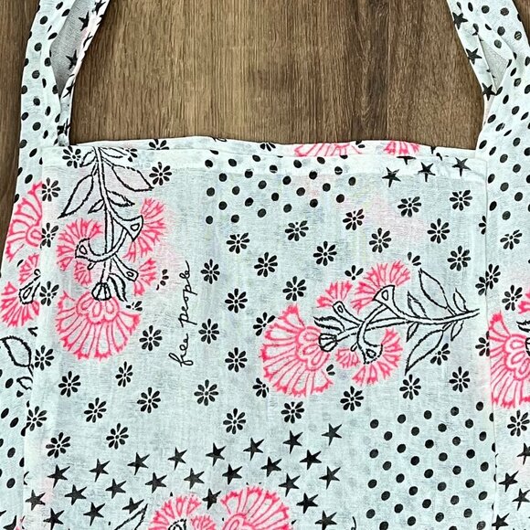 Free People Cream Black and Pink Polka Dots and Floral Tote - Picture 3 of 8